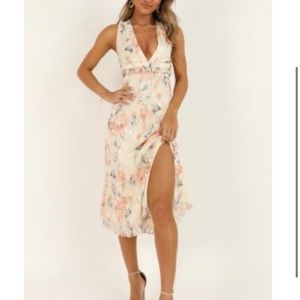 Showpo white peach floral dress